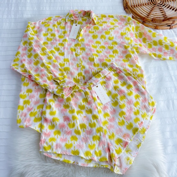 Marea Apres Beach Cotton Gauze Shorts In Golden Hour Pockets NEW L - Picture 12 of 13